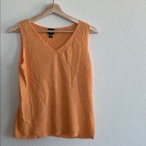 Eileen Fisher | orange knit v neck tank top